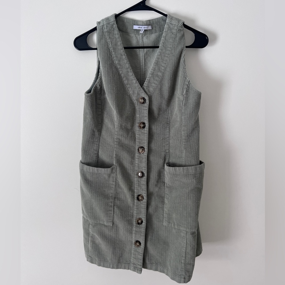 Button-up Sleeveless Corduroy Dress